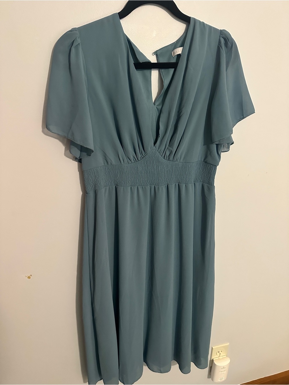 Baltic Born Dusty Teal Midi Dress with Flutter Sleeves